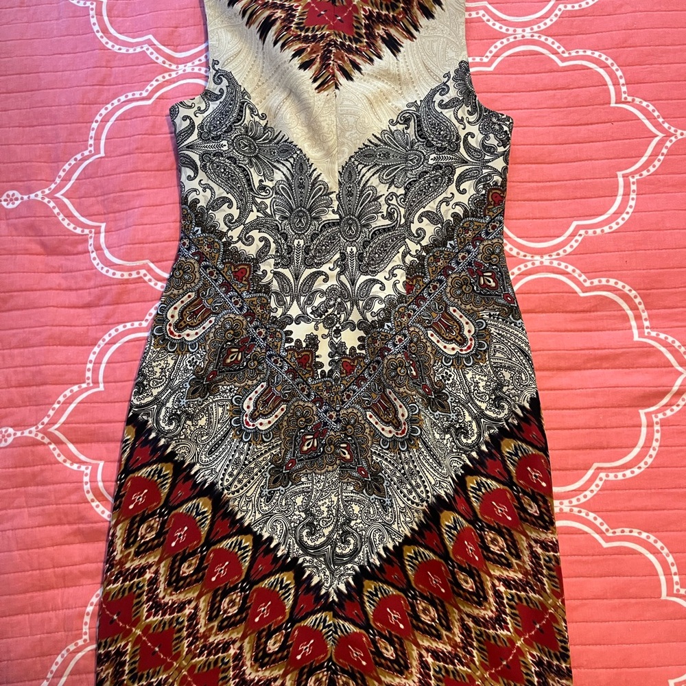 AGB Red and Black Patterned Midi Dress